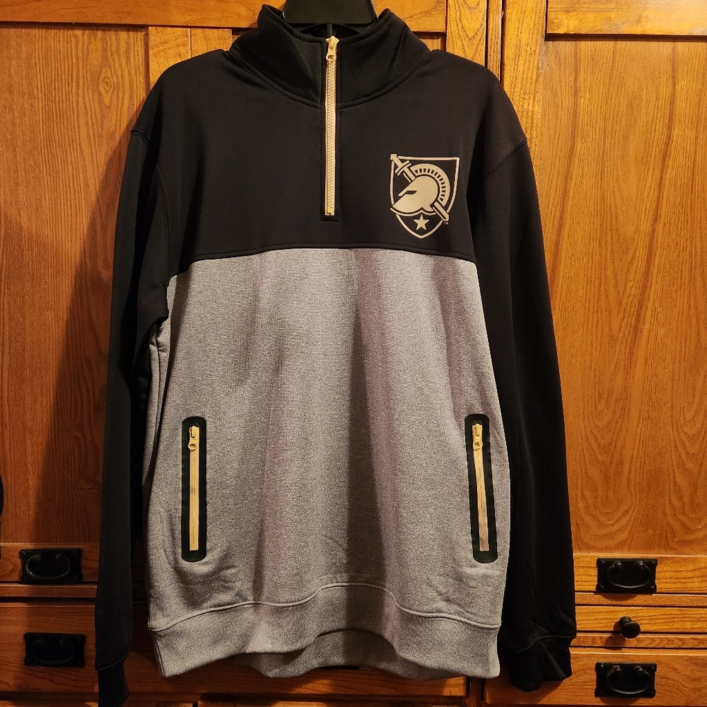 Army Black Knights Men's Black and Gray Quarter-Zip Pullover Size Large EUC